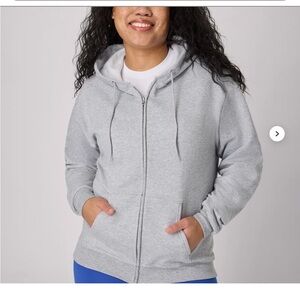 Hanes EcoSmart Unisex Full-zip Gray Hoodie Sz Large New